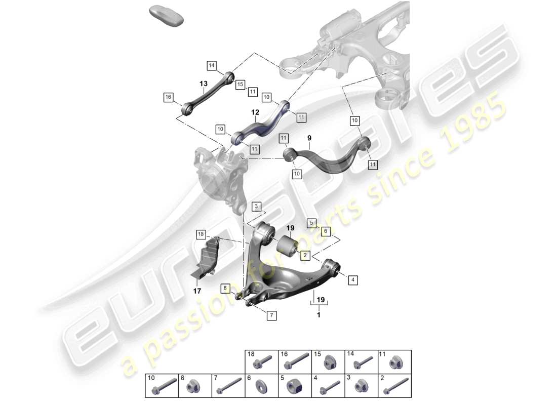 porsche 2025 (panamera 976) diagrama de piezas del wishbone
