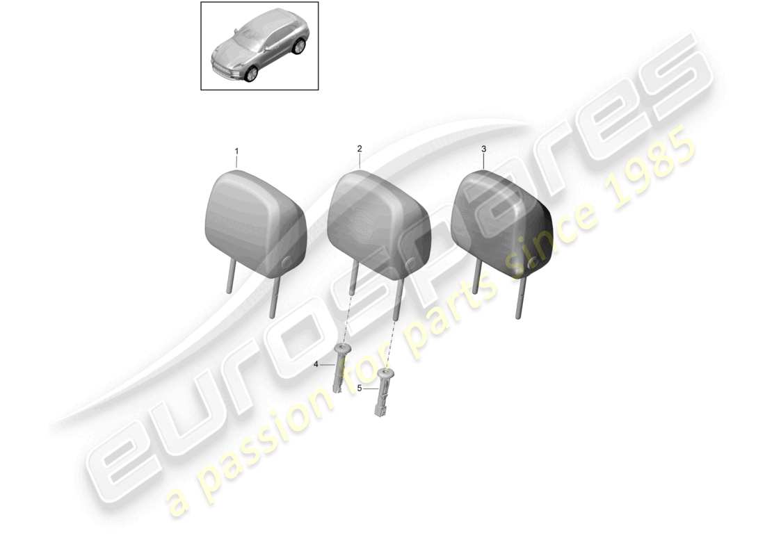 porsche 2021 (macan) accesorios para reposacabezas diagrama de piezas
