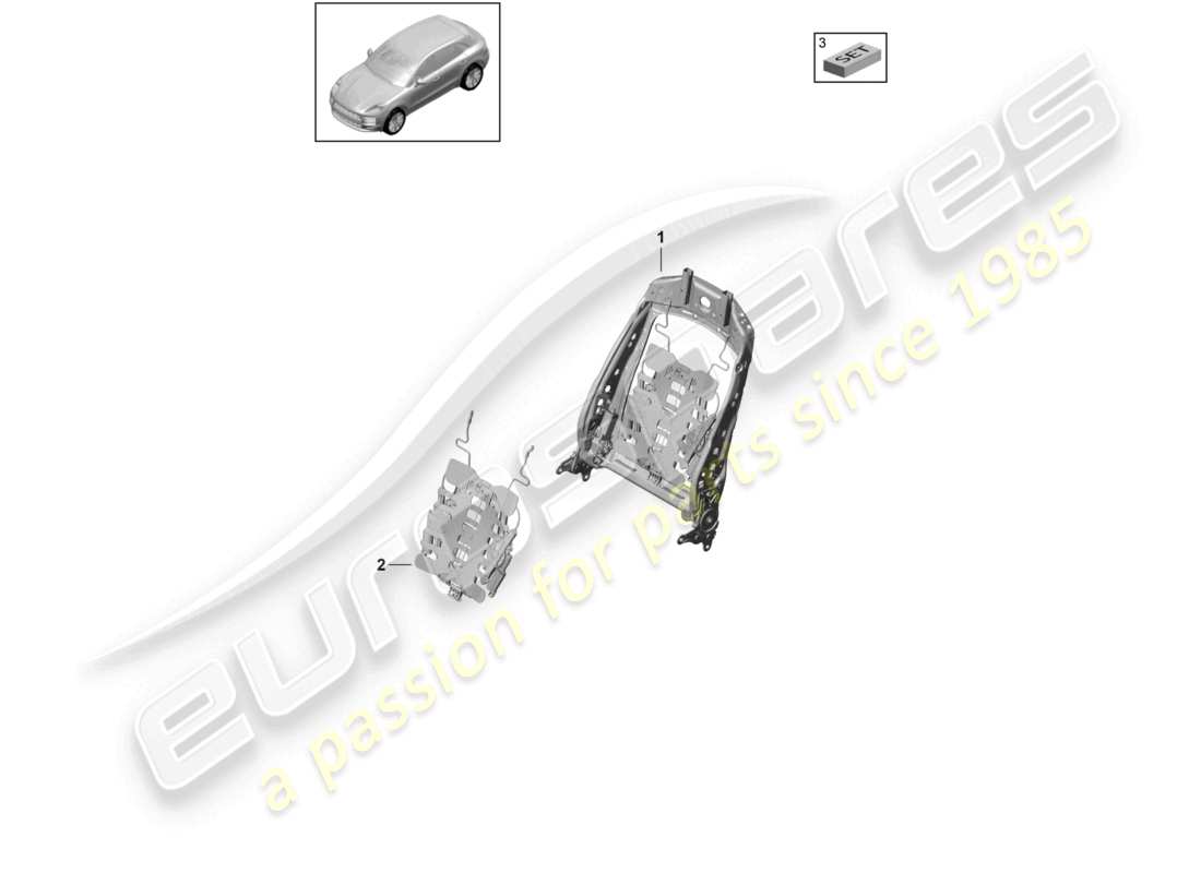 porsche 2021 (macan) marco del respaldo accesorios asiento deportivo varios diagrama de piezas