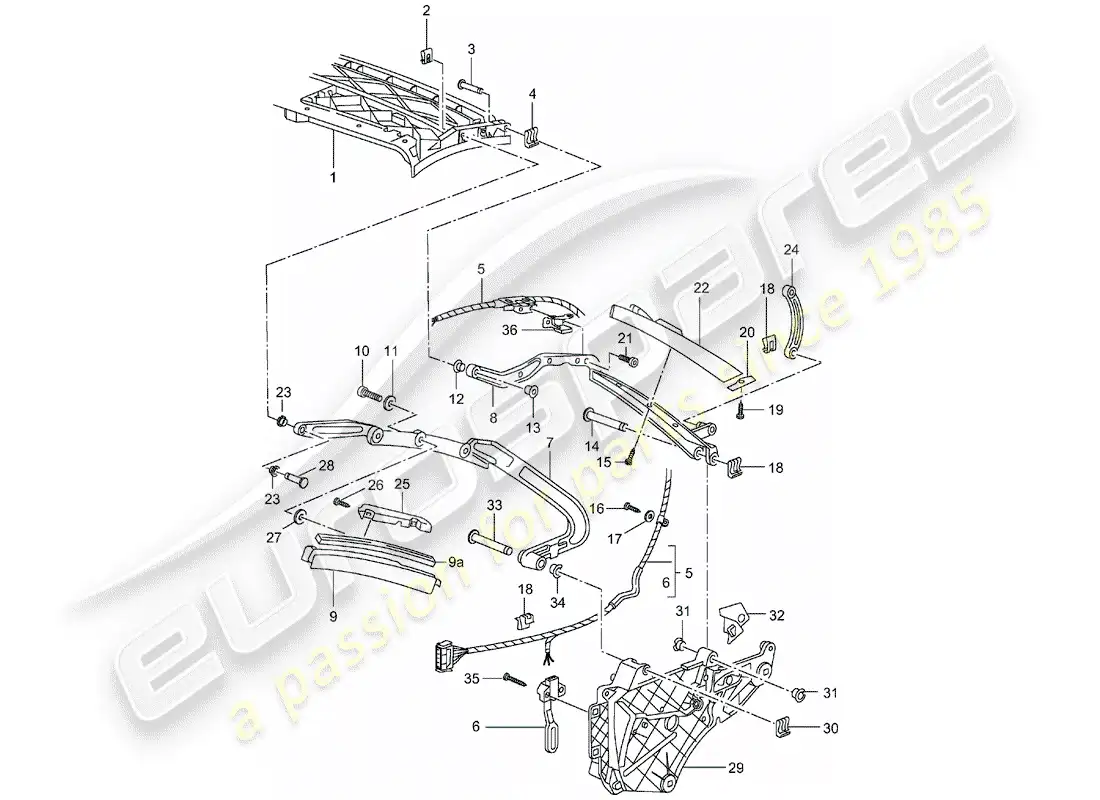 porsche 2005 (996) marco superior - piezas individuales diagrama de piezas