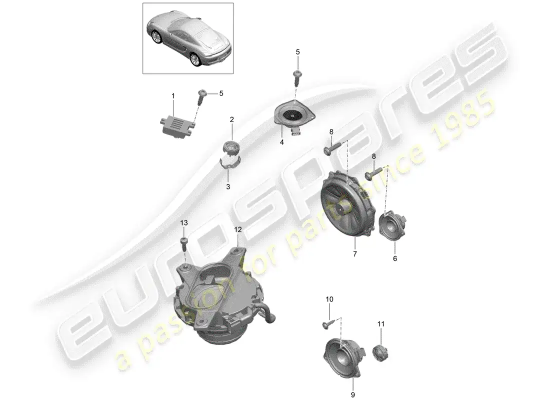 porsche 2015 (981 cayman) altoparlante diagrama de piezas