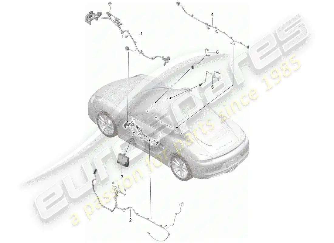porsche 2014 (981 cayman) cableando arneses diagrama de piezas