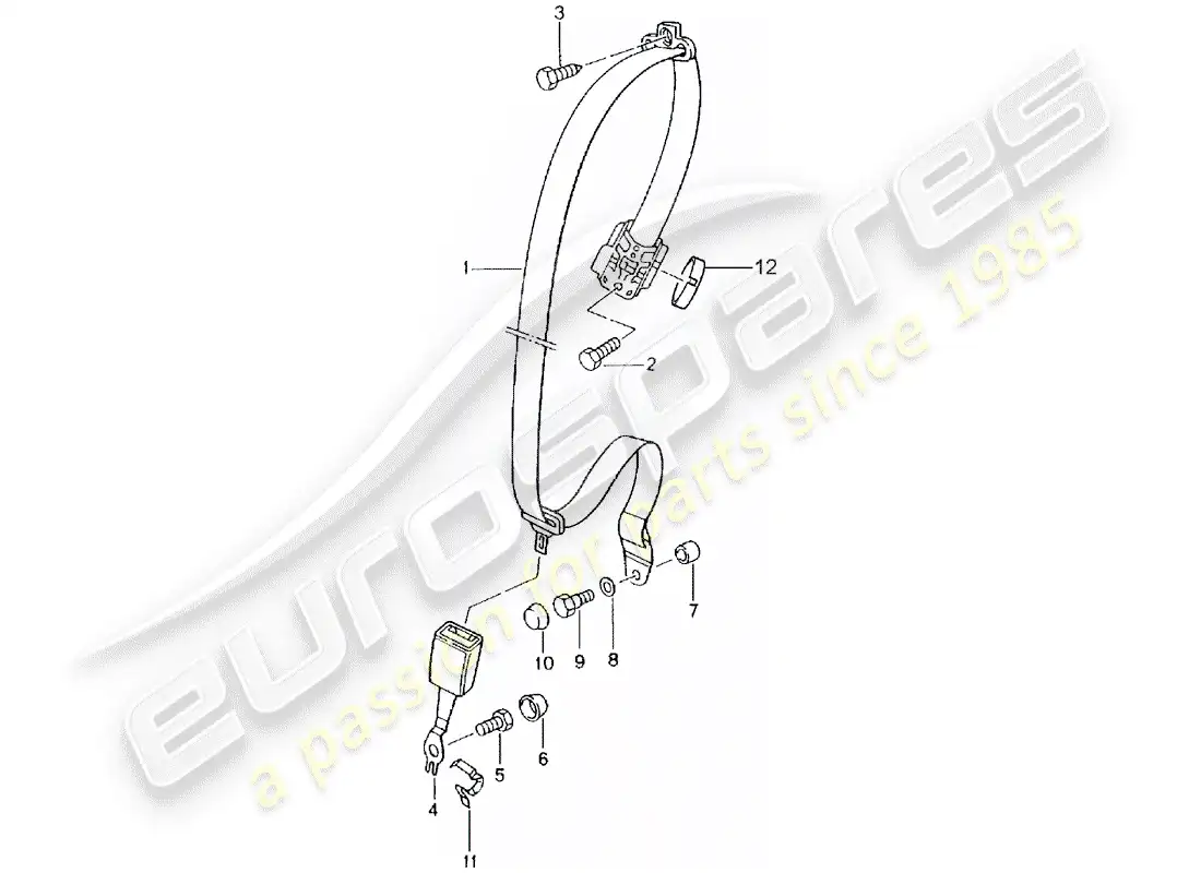 porsche 2004 (996) cinturón de seguridad de tres puntos diagrama de piezas