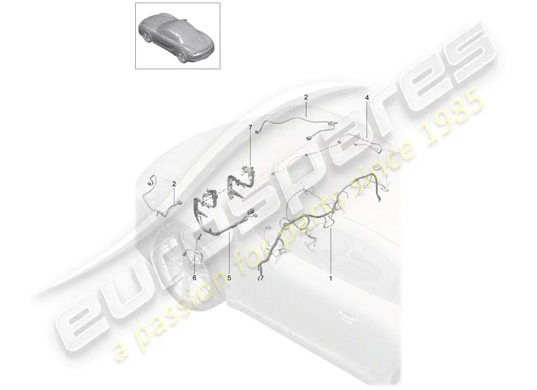 porsche 2014 (981 boxster) cableando arneses diagrama de piezas