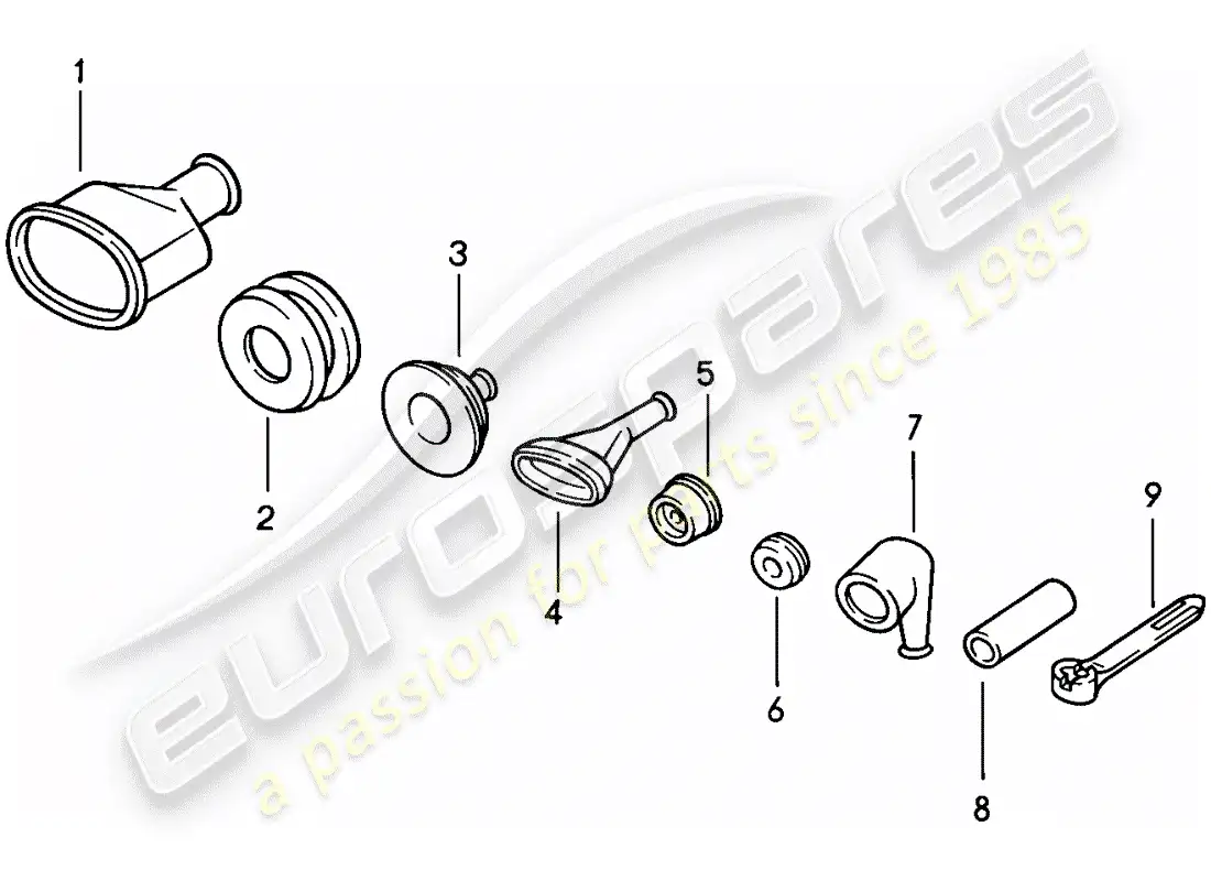 porsche 1988 (944) ojal - envoltura de corbata diagrama de piezas