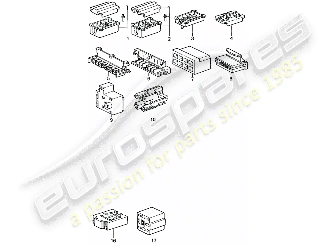 porsche 1986 (924s) carcasa del conector - 8-pole - 9-pole diagrama de piezas