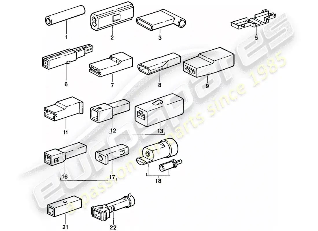 porsche 1986 (924s) conector a tope - carcasa del conector - unipolar diagrama de piezas