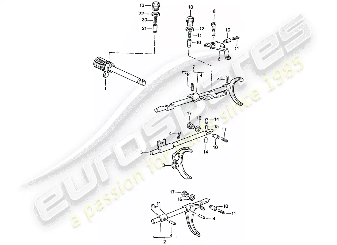 porsche 1986 (944) control de transmisión - caja de cambios manual diagrama de piezas