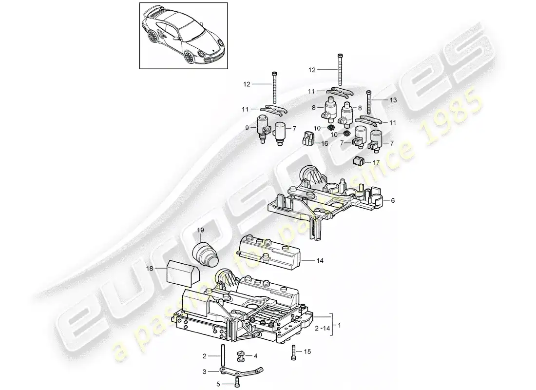 porsche 2008 (997-1 turbo / gt2) diagrama de piezas tiptronic