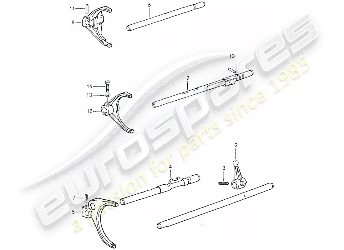 porsche 1991 (964) varillas de cambio - horquillas de cambio diagrama de piezas