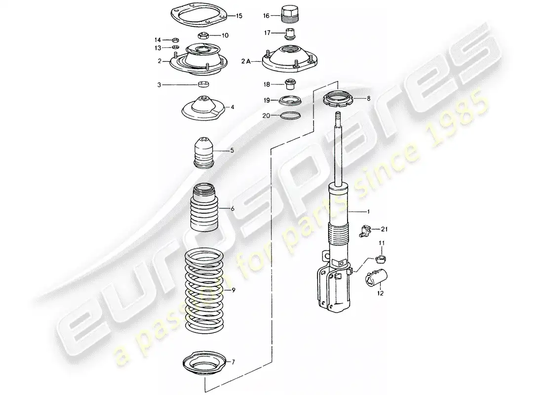 porsche 1992 (964) suspensión - puntal amortiguador - nuevo diseño - atención diagrama de piezas