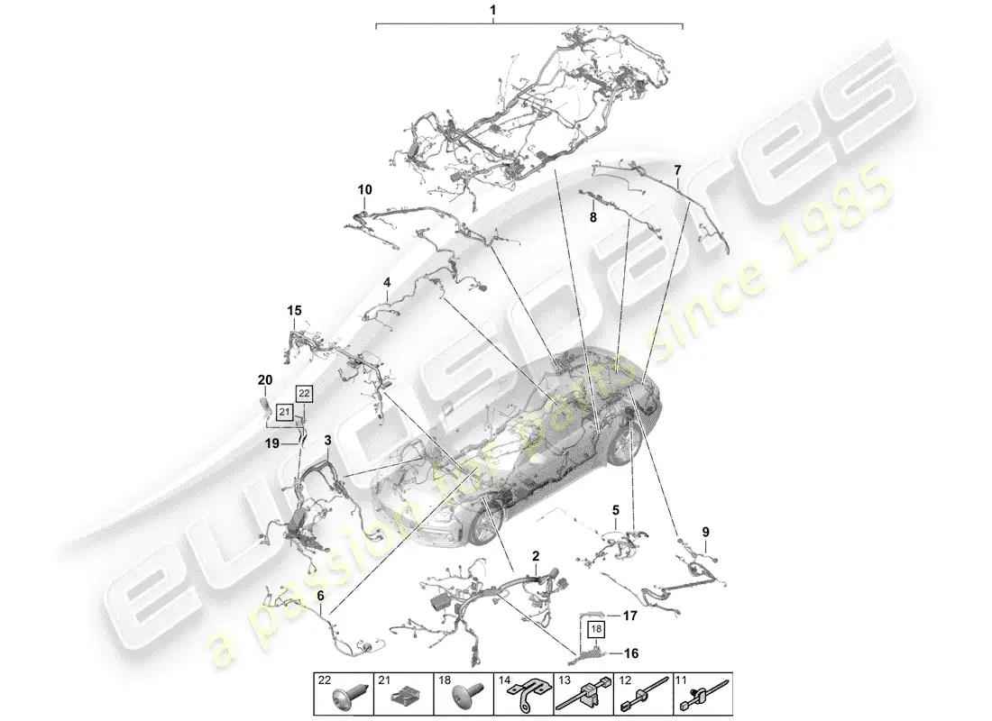 porsche 2020 (panamera 971-1) cableando arneses diagrama de piezas