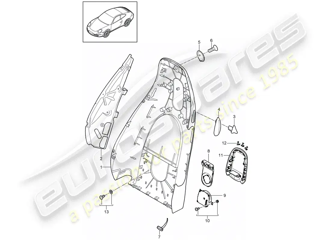 porsche 2009 (997-2) carcasa del respaldo diagrama de piezas