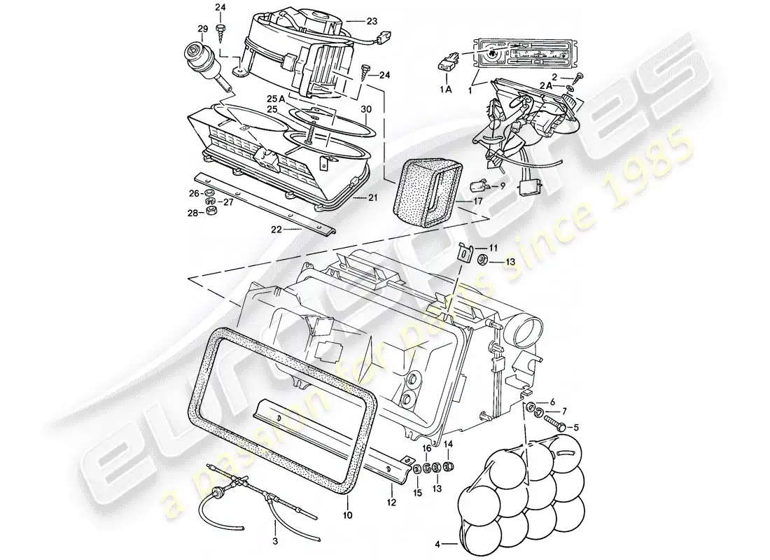porsche 1985 (928) interruptor de control - ventilador - carcasa del ventilador diagrama de piezas
