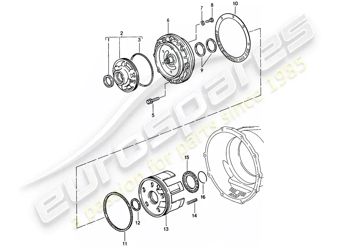 porsche 1985 (928) transmisión automática - bomba primaria diagrama de piezas