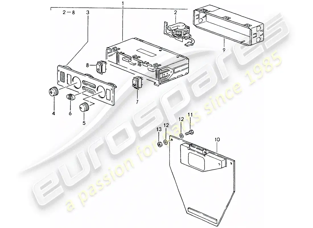 porsche 1994 (964) interruptor de control - conductor diagrama de piezas