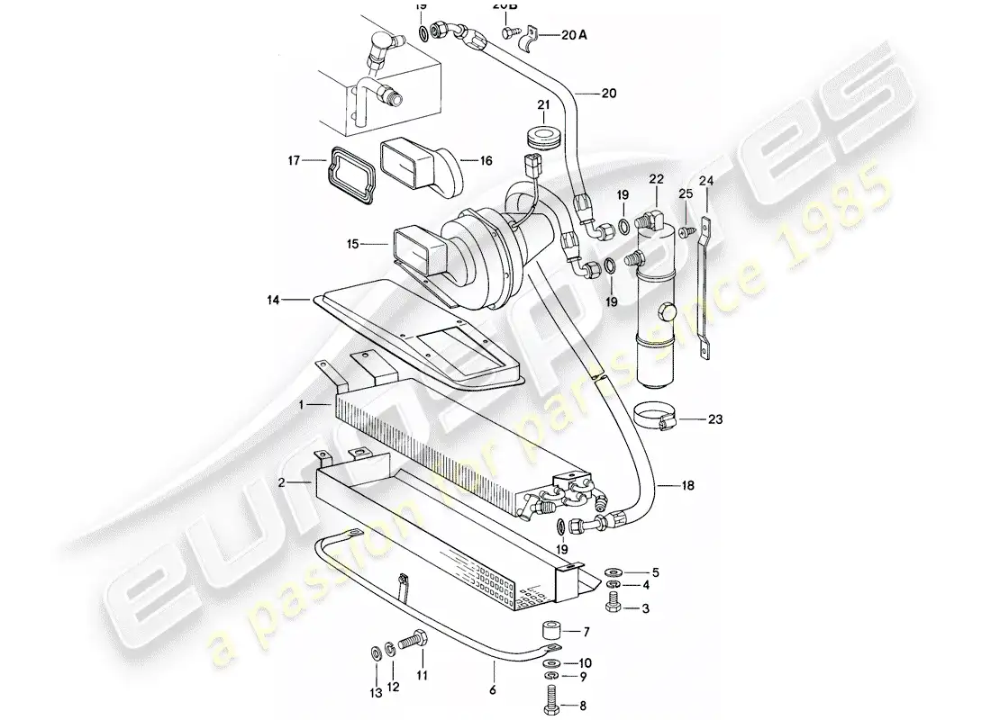 porsche 1984 (911) condensador - linea refrigerante - accesorios y otros diagrama de piezas