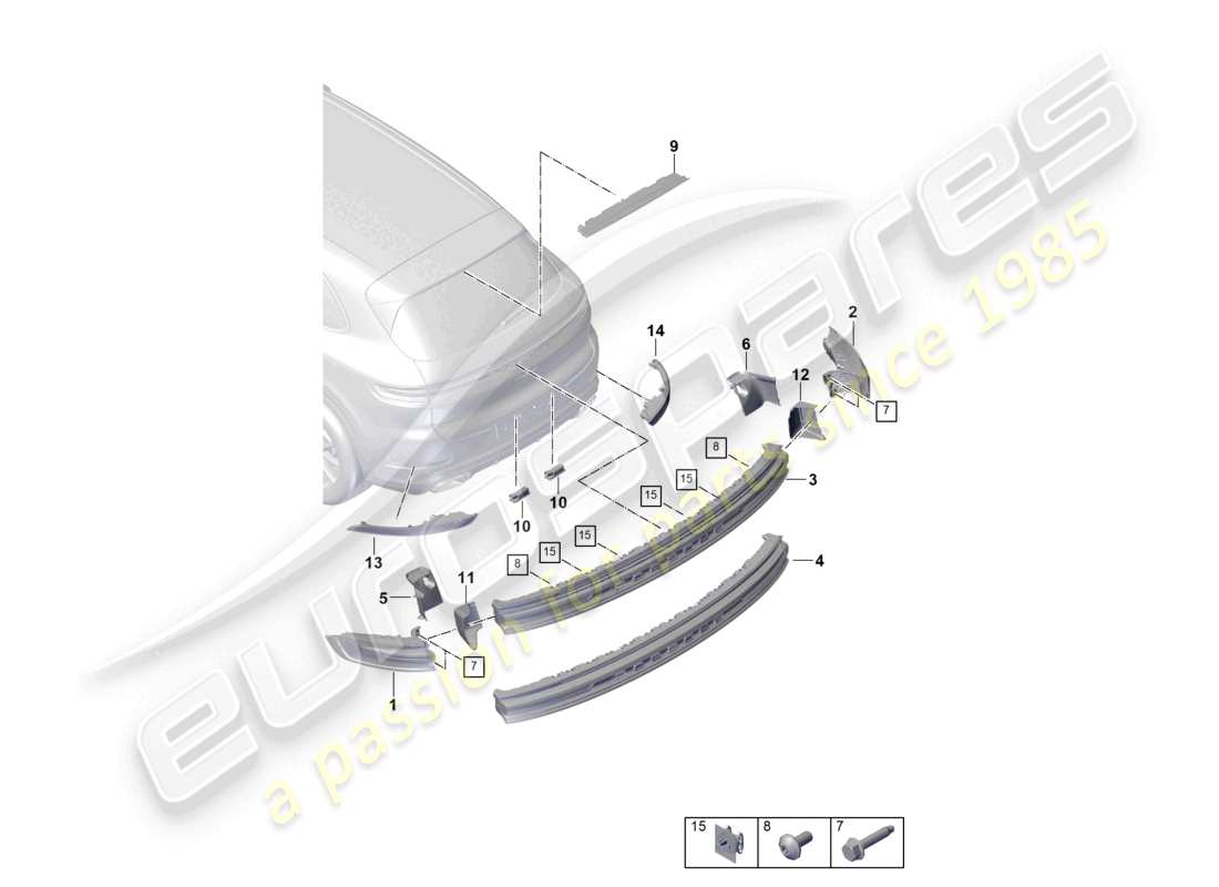 porsche 2024 (cayenne e3 pa) luz trasera luz de freno adicional luz de matrícula diagrama de piezas