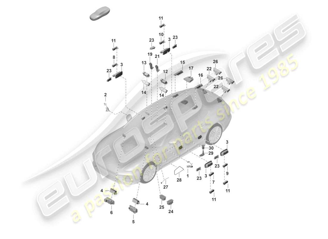 porsche 2021 (panamera 971-2) luz interior lámpara del maletero luz de advertencia de la puerta luz del espacio para los pies luz espejo exterior diagrama de piezas