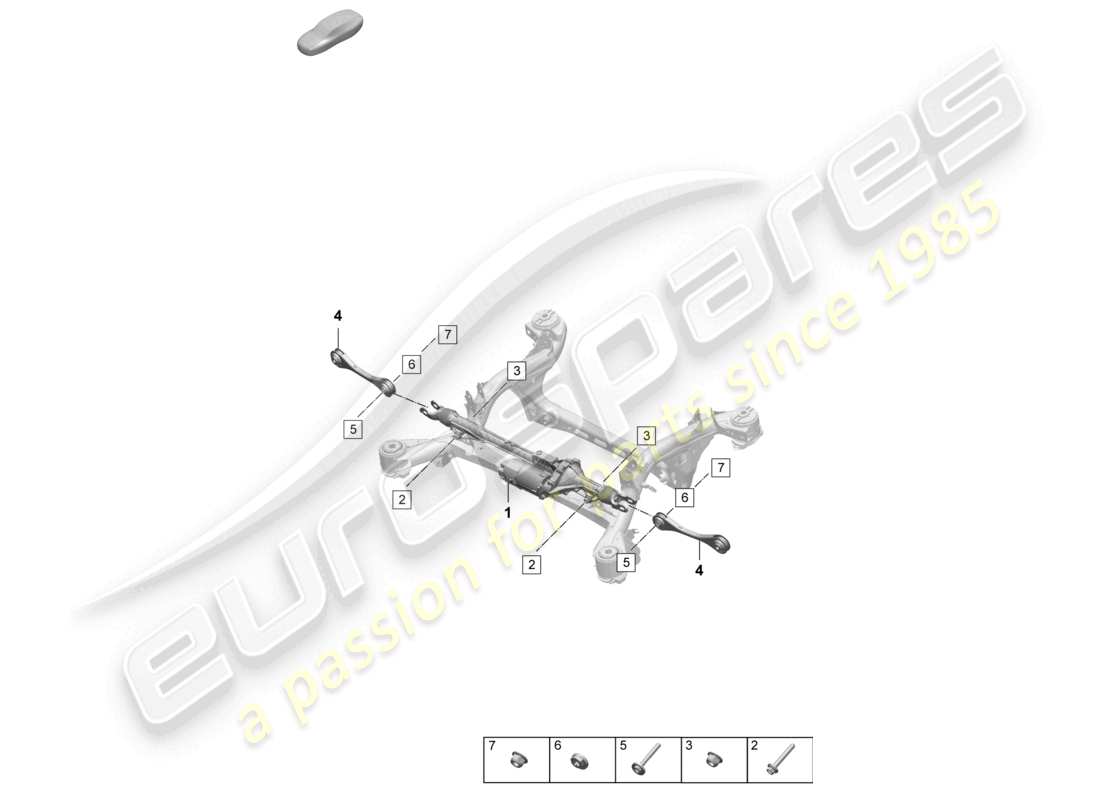 porsche 2024 (macan-e) diagrama de piezas de dirección de la rueda trasera