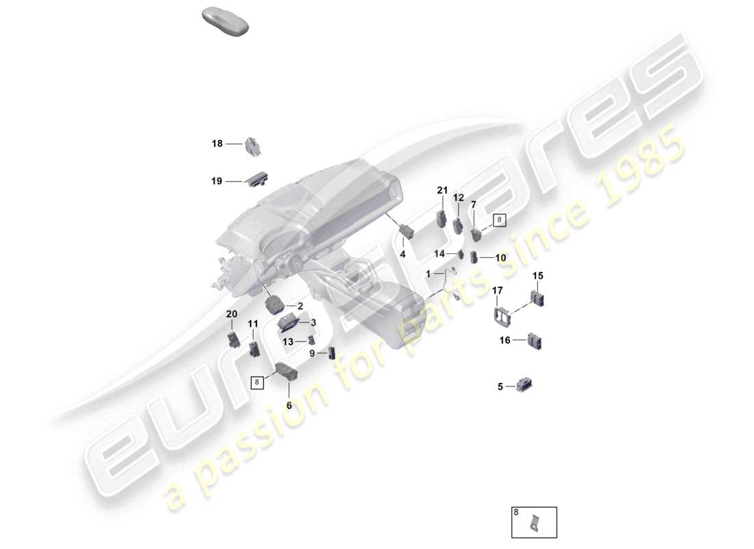 porsche 2024 (cayenne e3 pa) interruptor de control del interruptor diagrama de piezas