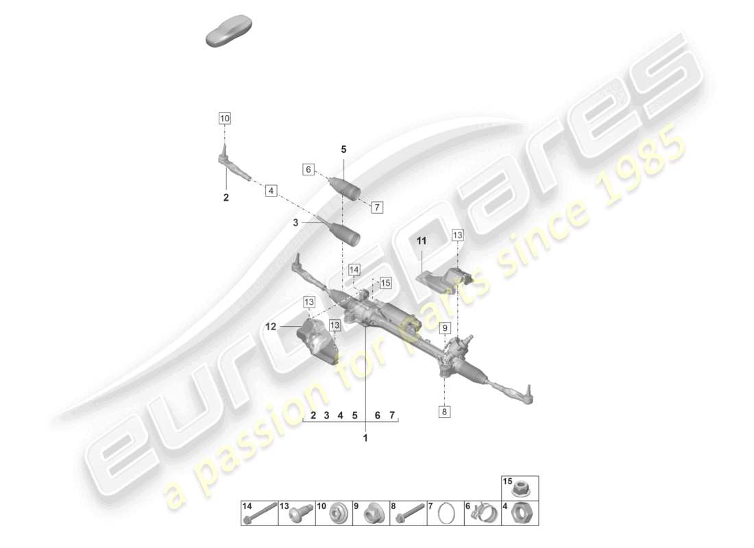 porsche 2021 (panamera 971-2) diagrama de piezas del mecanismo de dirección