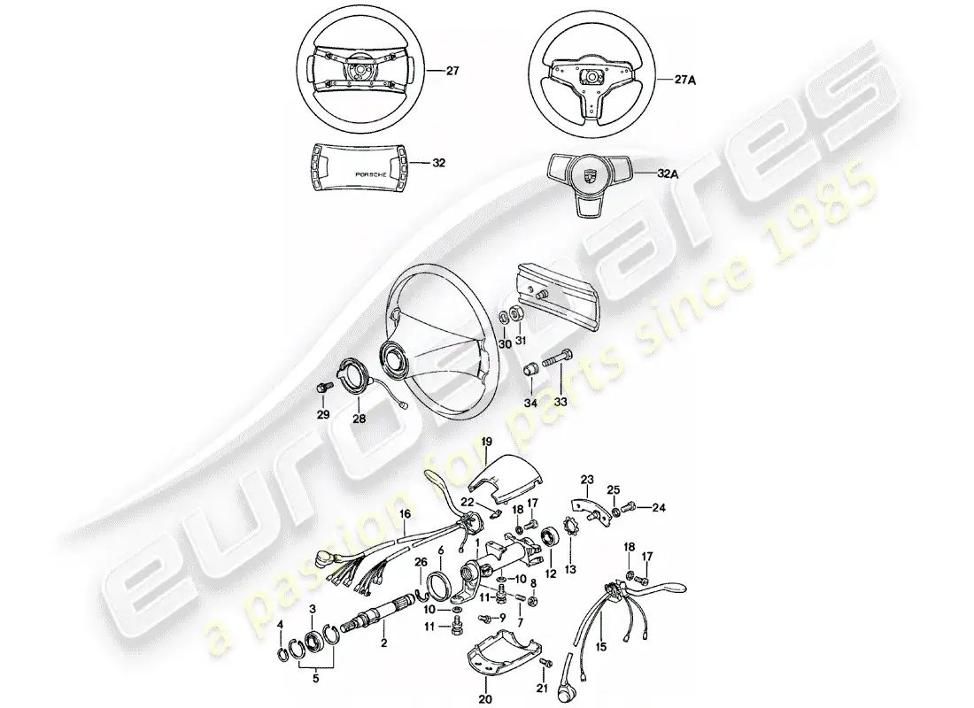 porsche 1979 (911) dirección - accesorios diagrama de piezas
