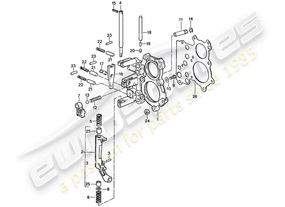 porsche 1988 (911) placa tensora - dispositivo de bloqueo del control de cambios - 5-speed diagrama de piezas