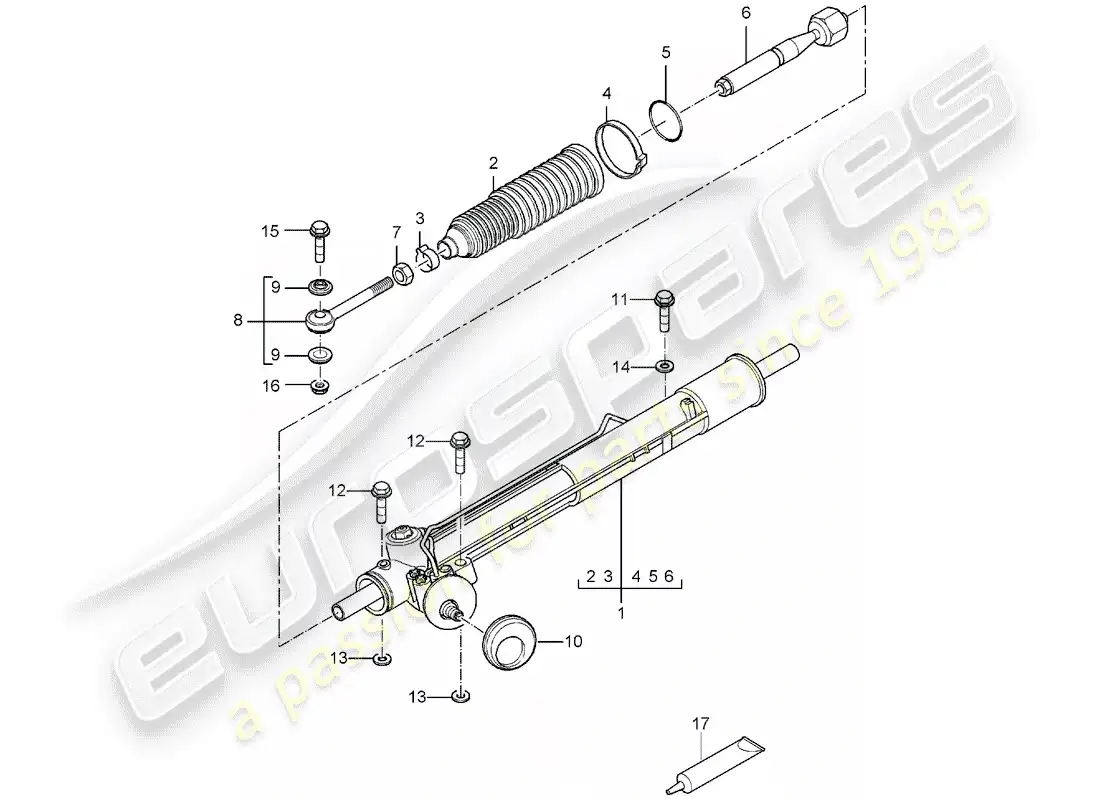 porsche 2005 (carrera gt) dirección asistida - engranaje de dirección diagrama de piezas