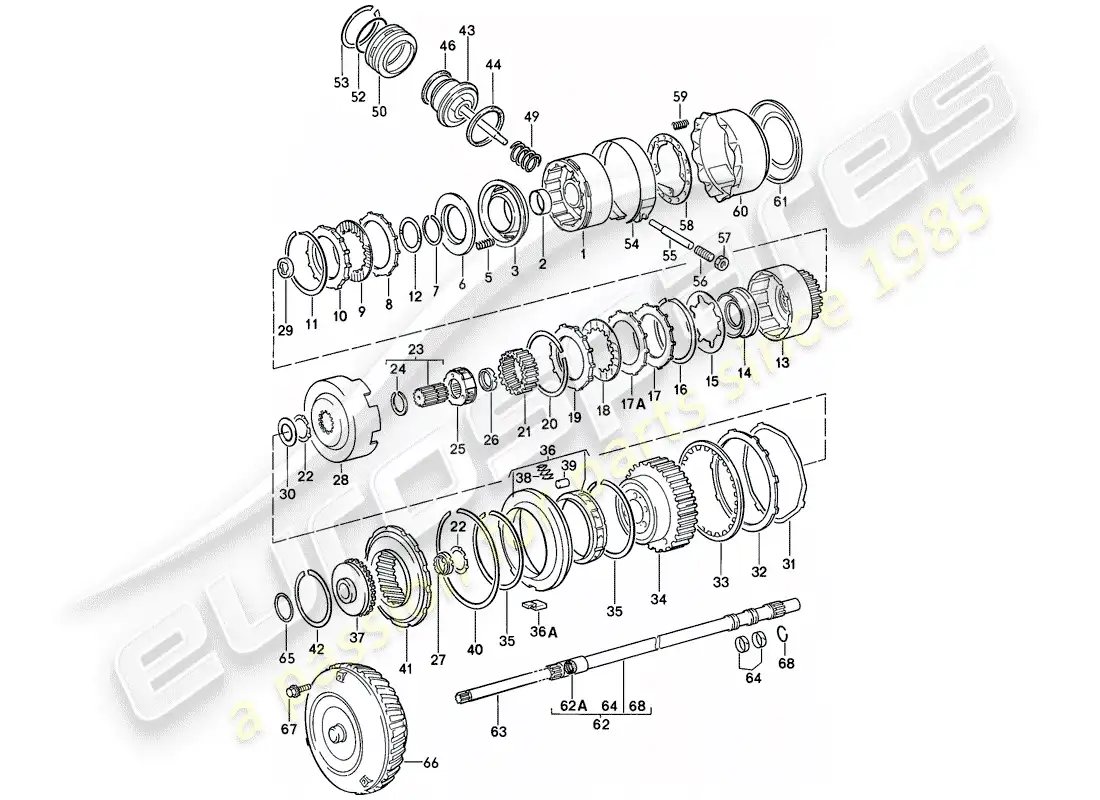 porsche 1988 (944) control de transmisión - transmisión automática diagrama de piezas