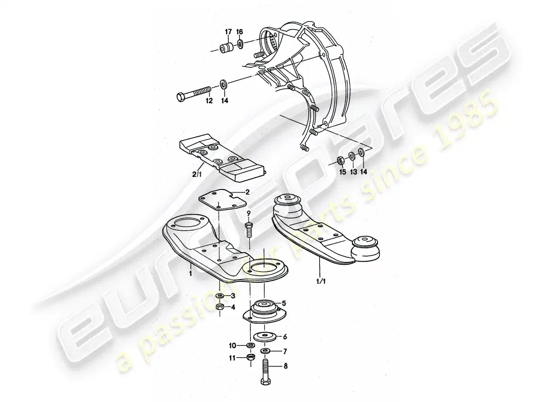 porsche 1977 (911 turbo) suspensión de la transmisión diagrama de piezas