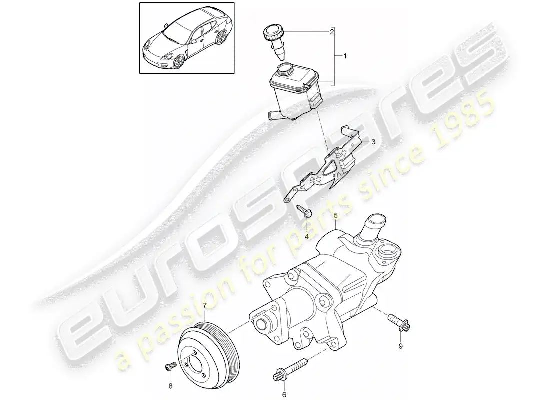 porsche 2012 (panamera 970) dirección asistida diagrama de piezas