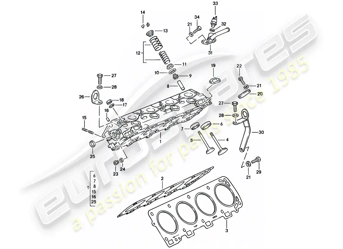 porsche 1985 (928) proveedor - aufgea - culata - 2 - válvula - juego de reparación para mantenimiento - ver ilustración: diagrama de piezas