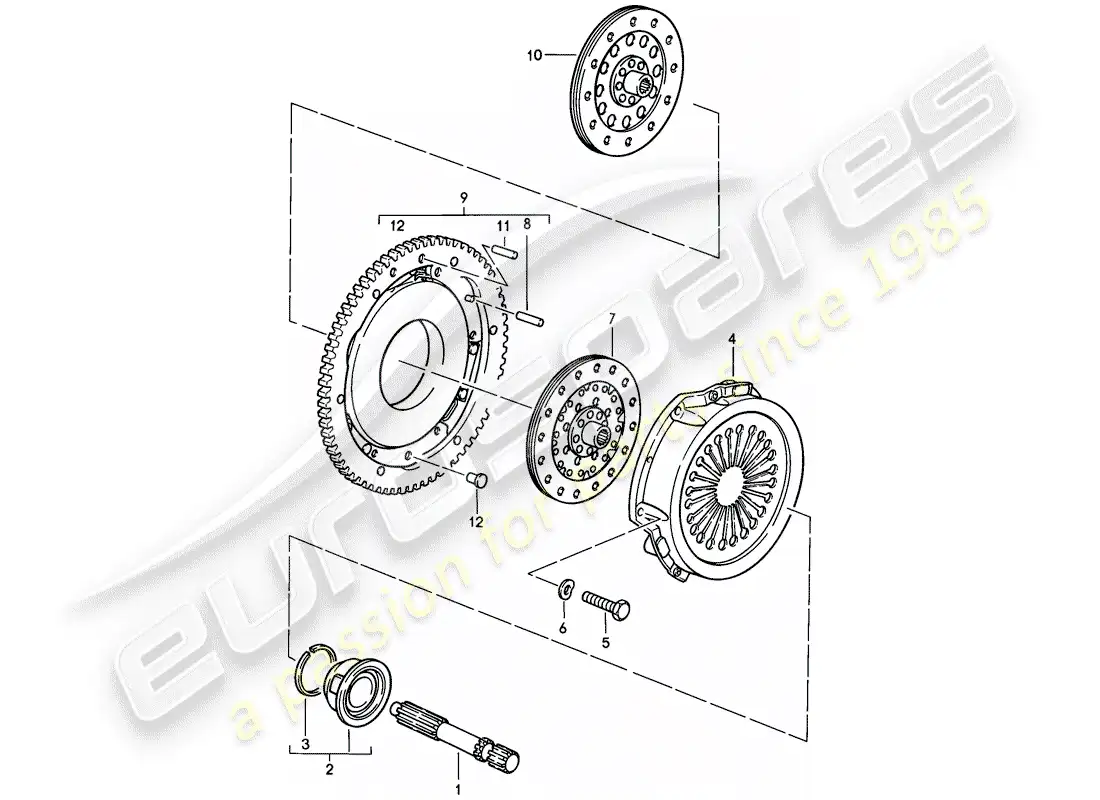 porsche 1985 (928) embrague diagrama de piezas