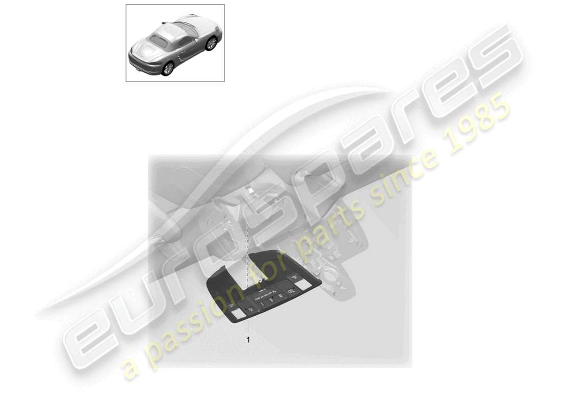 porsche 2022 (718 boxster) diagrama de piezas del techo de la consola