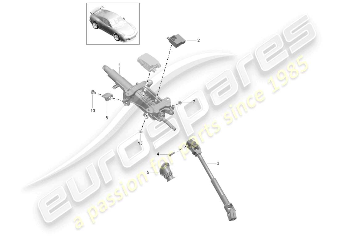 porsche 2021 (991-2 r/gt3/rs) columna de dirección eje de dirección intermedio d - mj 2019>>diagrama de piezas del speedster