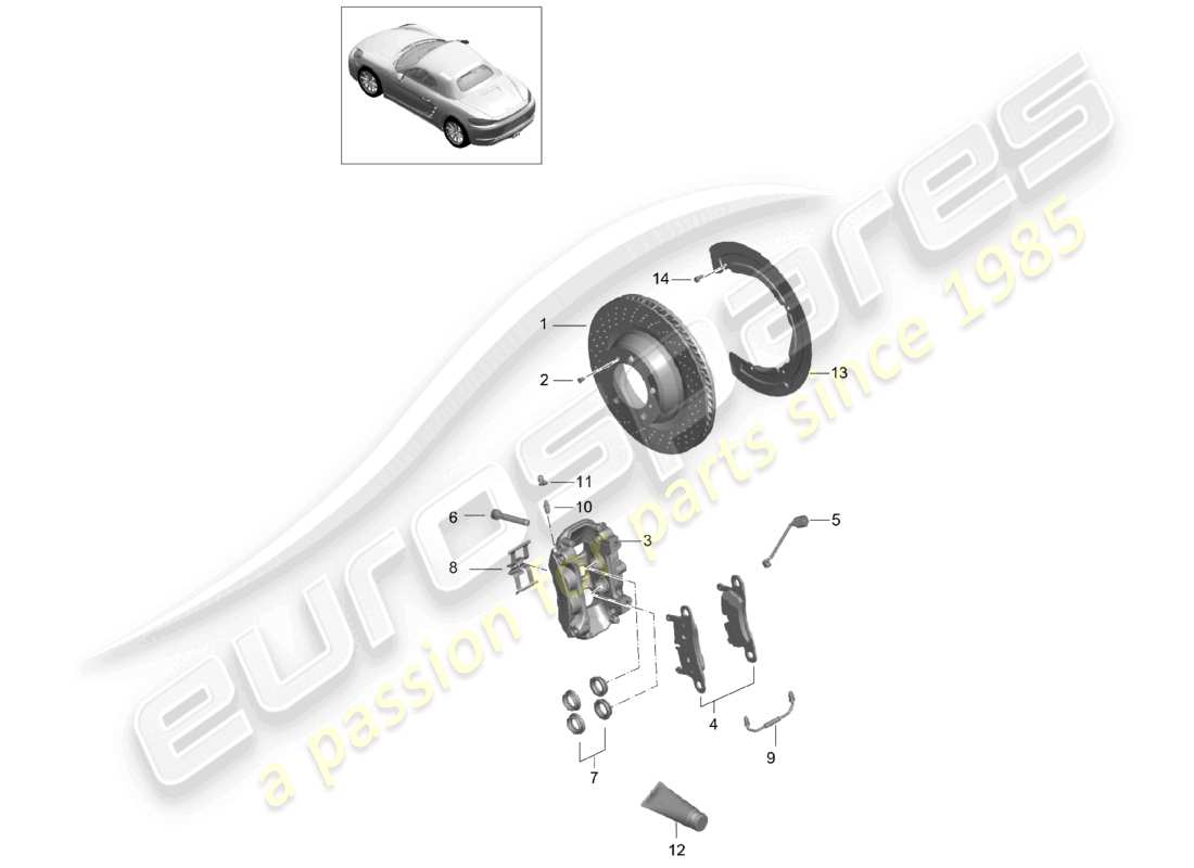 porsche 2023 (718 boxster) freno de disco eje trasero ------------------------------ diagrama de piezas