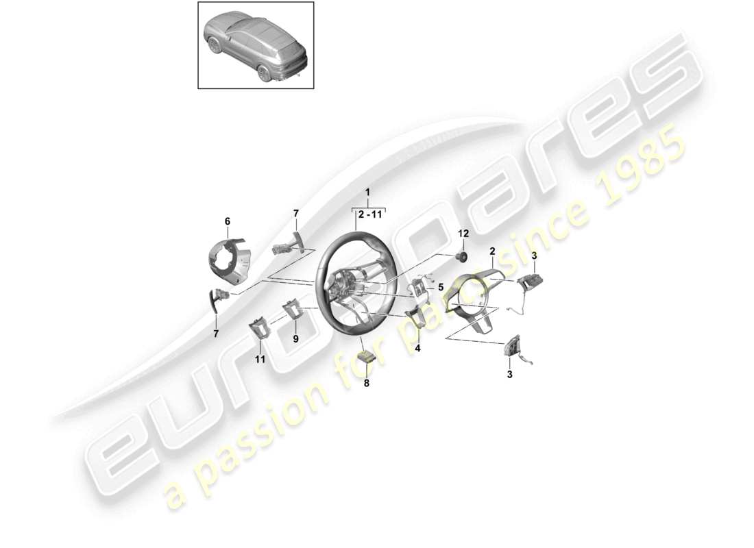 porsche 2022 (cayenne e3 9ya/9yb) volante turbo diagrama de piezas
