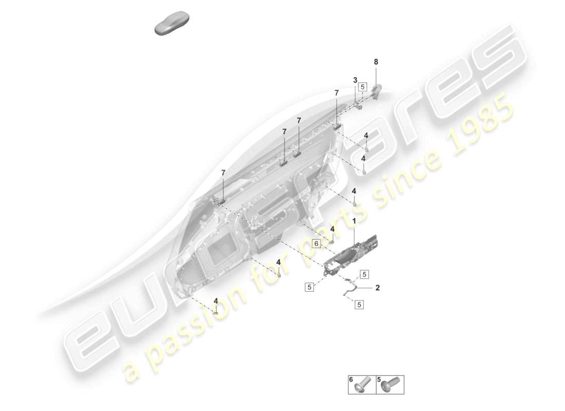 porsche 2021 (992-1 gt3/rs/st) diagrama de piezas de accesorios y sujetadores para paneles de puertas