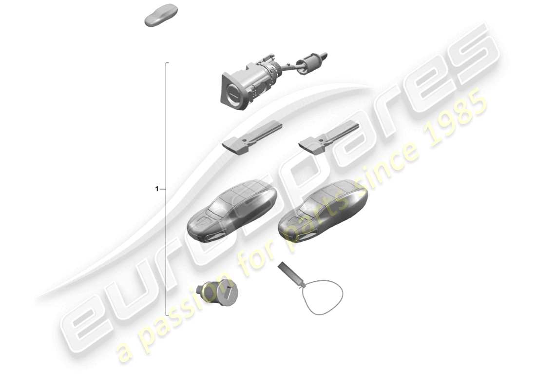 porsche 2021 (718 cayman gt4) diagrama de piezas del conjunto de reparación 1 de cilindros de cerradura