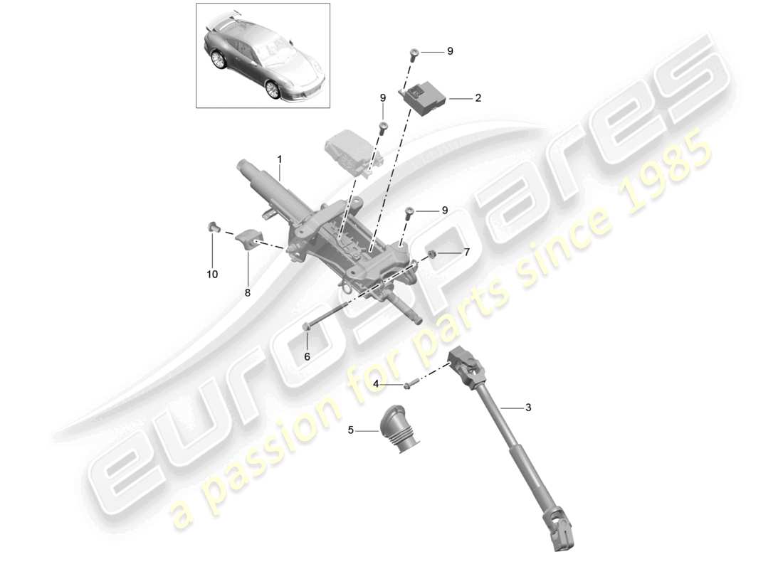 porsche 2021 (991-2 r/gt3/rs) columna de dirección eje de dirección intermedio d >>- mj 2017 diagrama de piezas