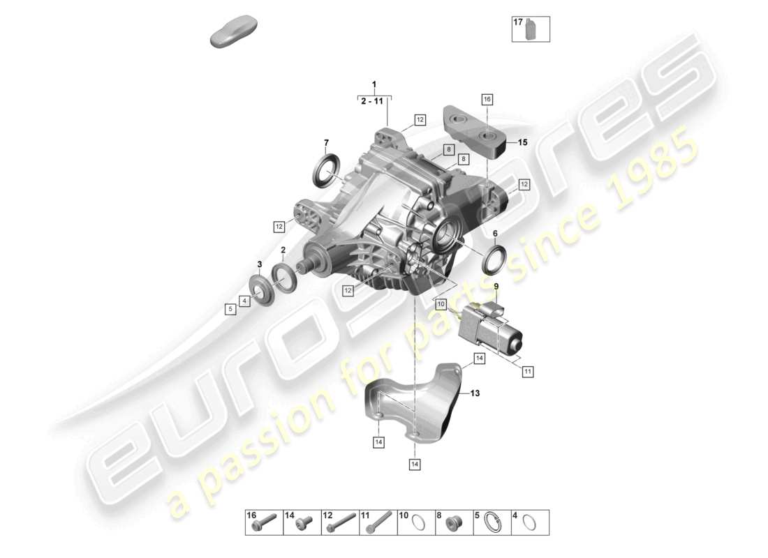 porsche 2022 (panamera 971-2) diagrama de piezas del diferencial del eje trasero