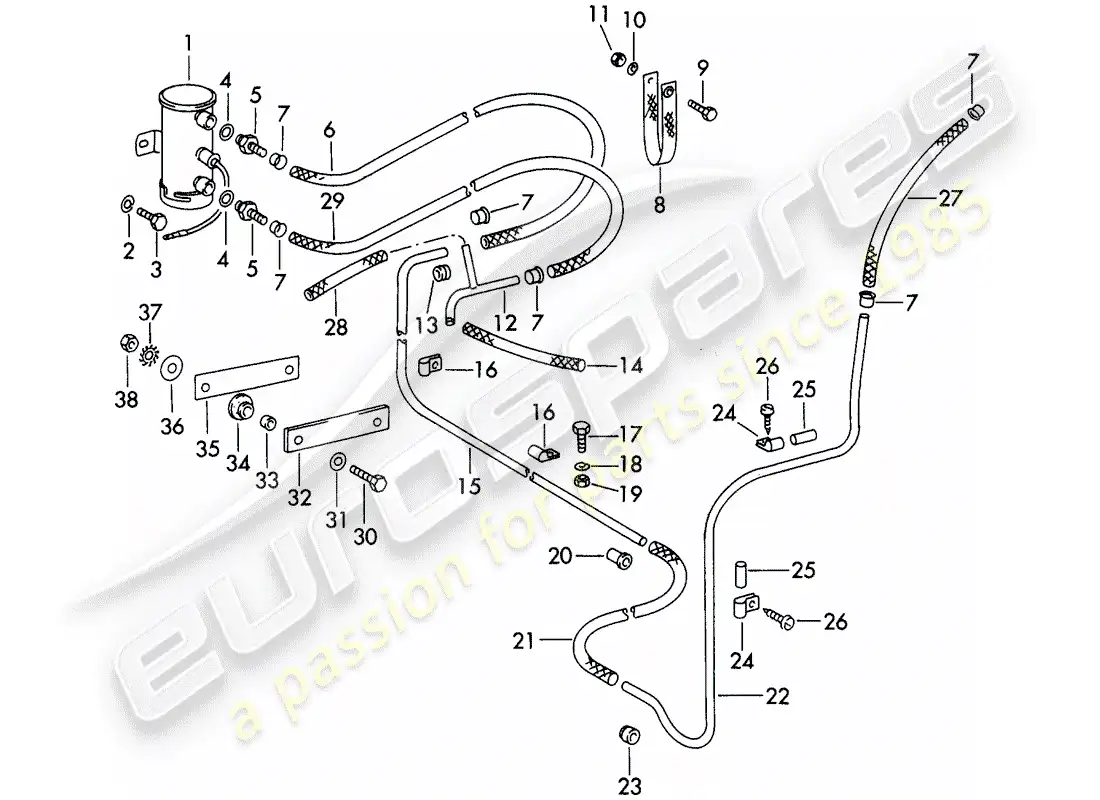 porsche 1964 (356b/356c) bomba de combustible - y - línea de combustible diagrama de piezas