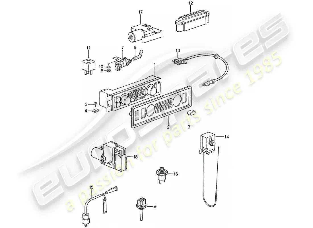 porsche 1988 (959) componentes eléctricos - para - aire acondicionado diagrama de piezas