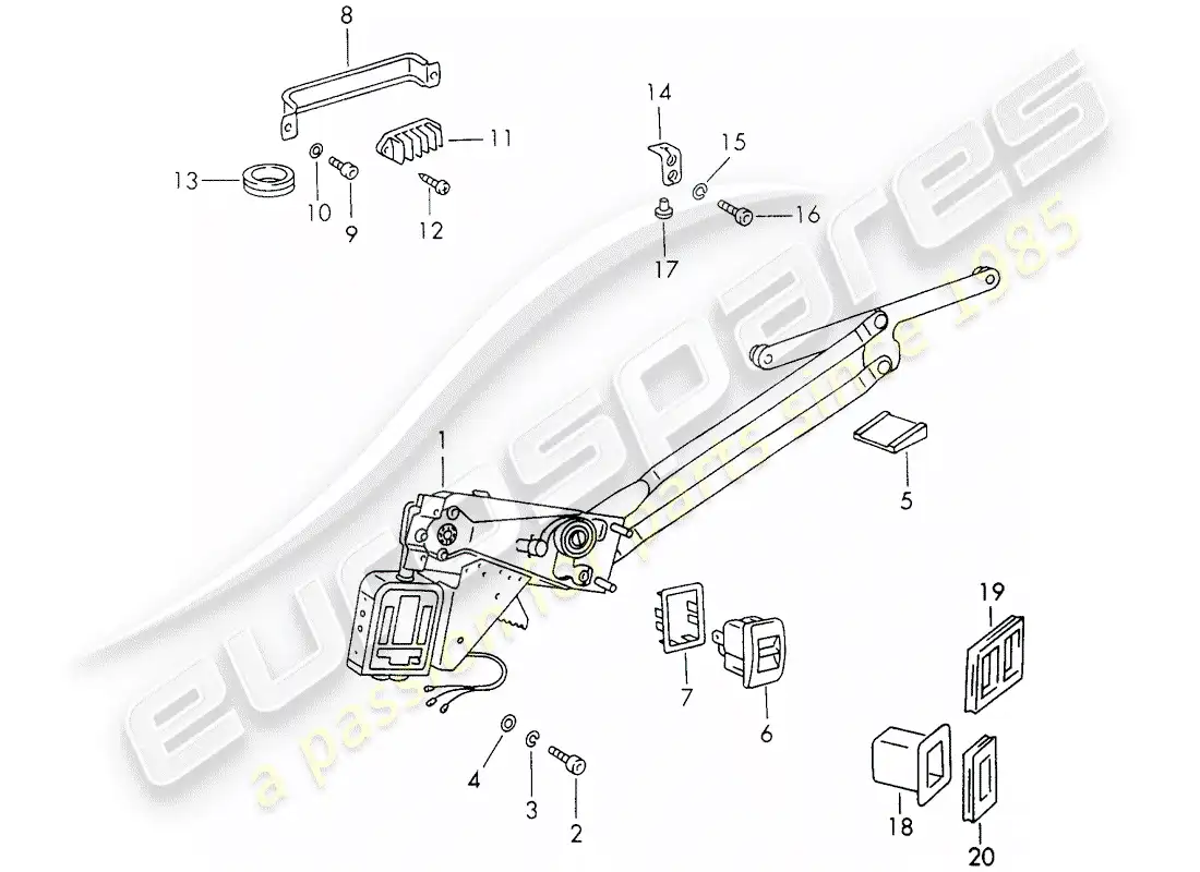 porsche 1972 (911) regulador de ventana - eléctrico diagrama de piezas