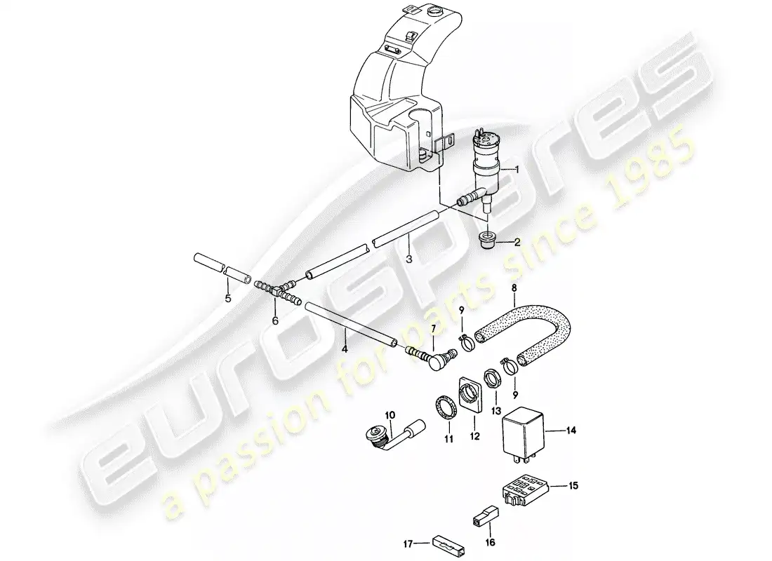 porsche 1987 (924s) sistema arandela diagrama de piezas