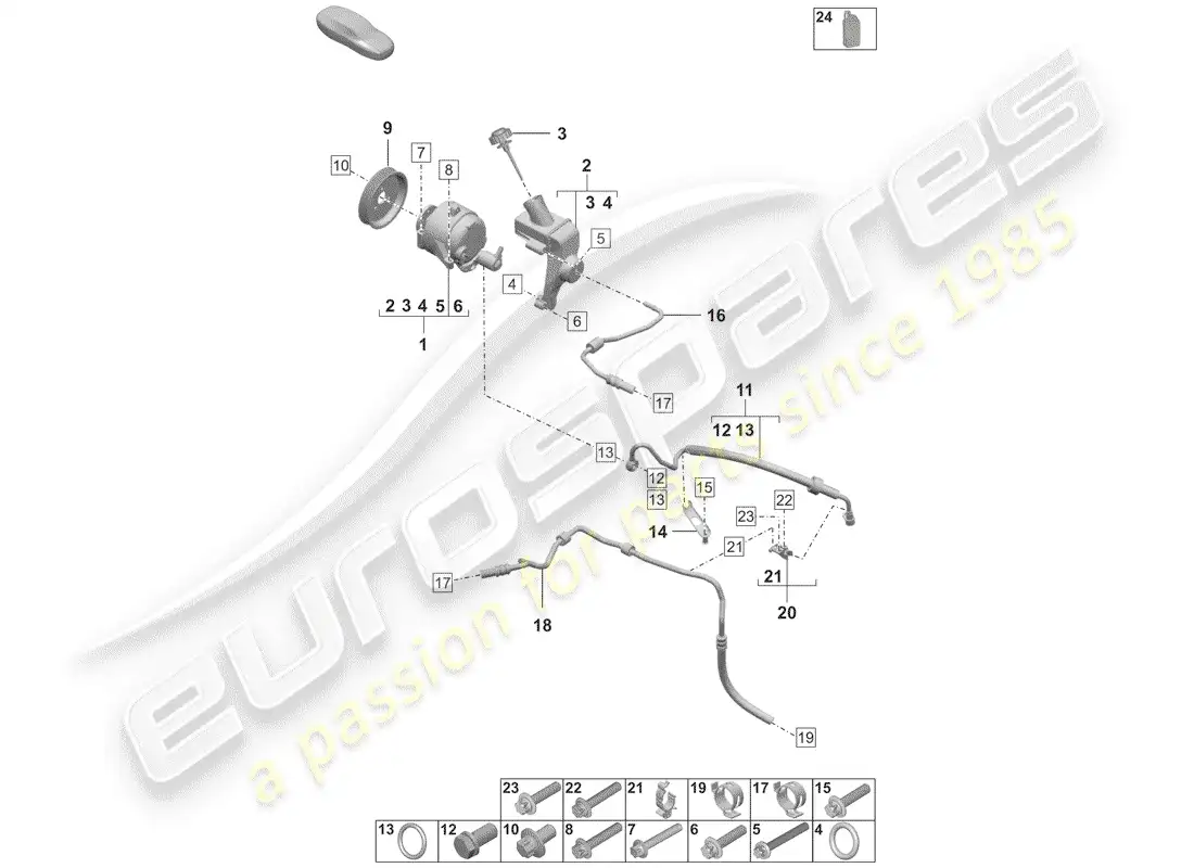 porsche 2019 (992-1) bomba hidráulica diagrama de piezas