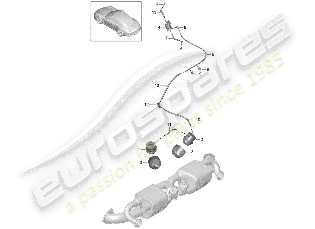 porsche 2015 (991-1) sistema de escape diagrama de piezas