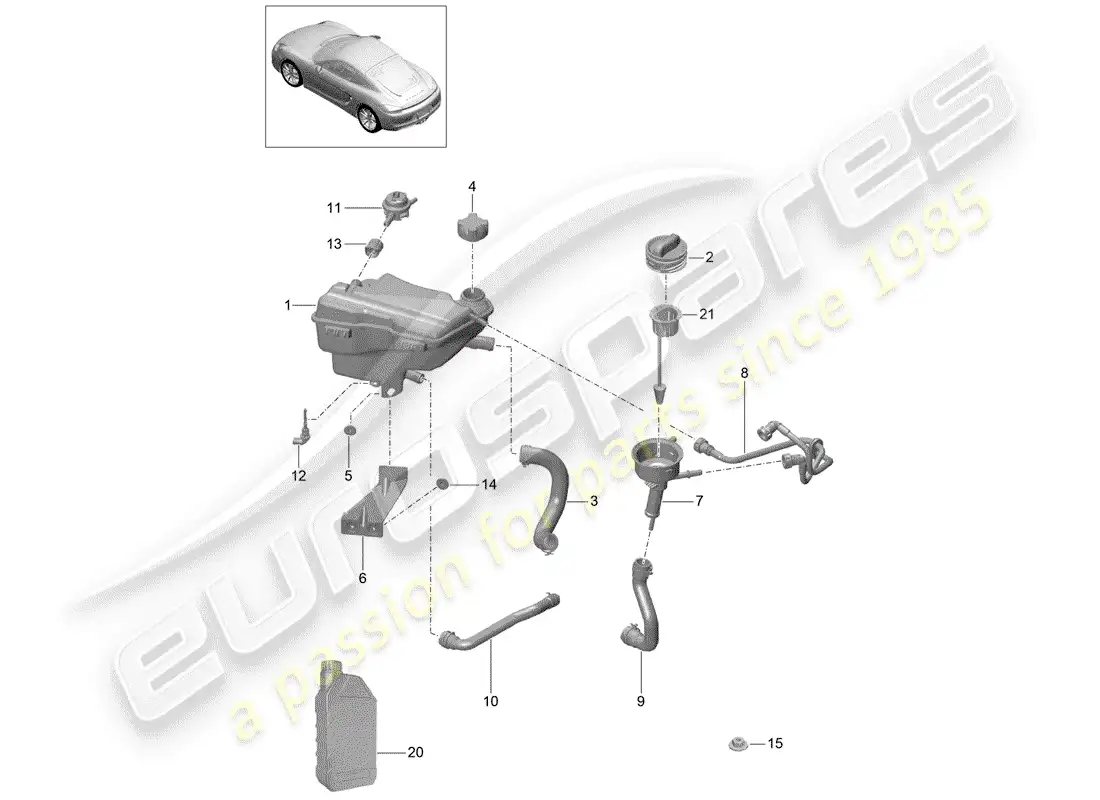 porsche 2015 (981 cayman) water cooling 3 diagrama de piezas