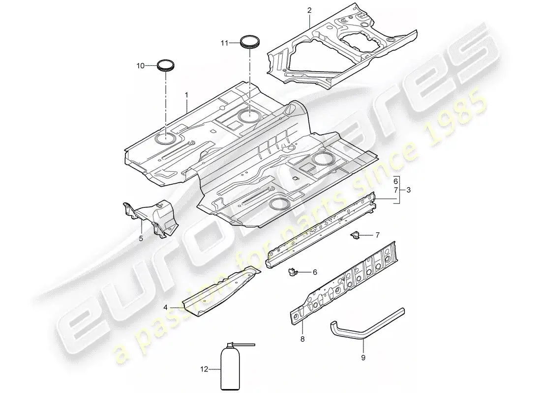porsche 2006 (987 boxster) piso diagrama de piezas